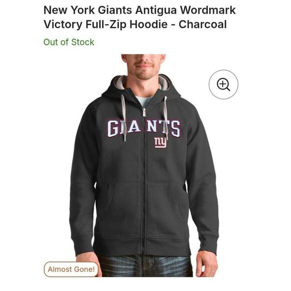 New York giants NFL team apparel New with tags full zip hooded jacket Antigua me - Picture 1 of 3